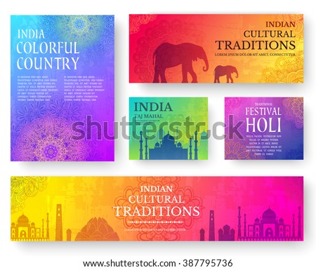 Set of Indian country ornament illustration concept. Art traditional, poster, book, poster, abstract, ottoman motifs, element. Vector decorative ethnic greeting card or invitation design background.