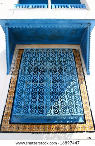 Window in national style. Sidi Bu Said. Tunis
