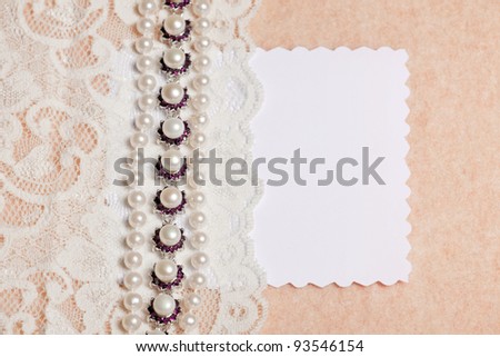 Wedding background with blank card  on peach background