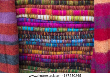 Colourful Nepalese Yak Wool Blankets in Namche Bazaar