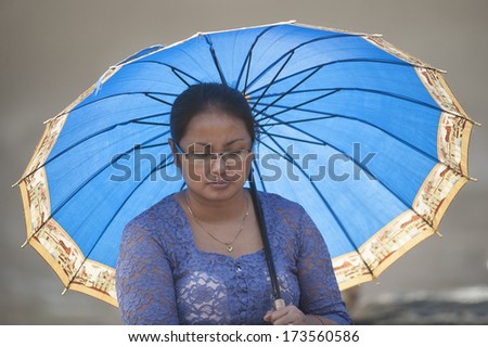 BALI, INDONESIA - MAY 9: Portrait of unidentified balinese woman on May 9, 2012 in Bali, Indonesia