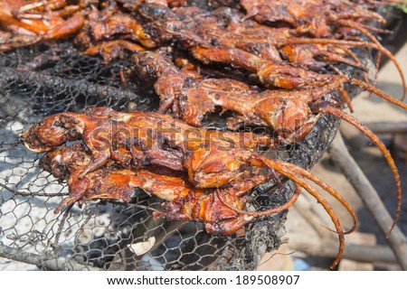 Grilled rat, Tradition Cambodia food.The rat is a delicacy popular in Cambodia especially in rural areas. Many Cambodians like eating rats.