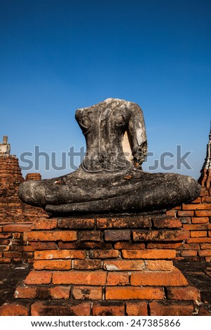 Ruined Statue of Buddha in Ayuthaya