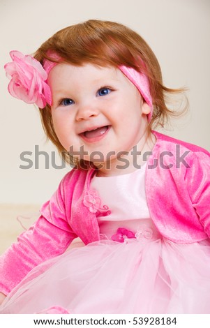 Baby Girl Photo on Portrait Of A Sweet Baby Girl  Laughing Stock Photo 53928184
