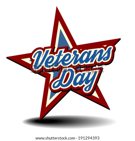 detailed illustration of a patriotic star with Veterans Day text, eps 10 vector