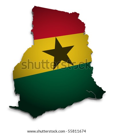 map of ghana regions. stock photo : 3D Map of Ghana