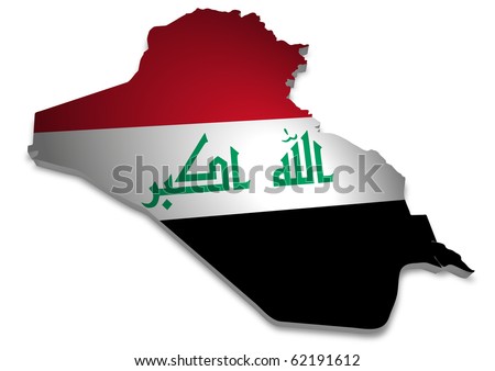 3d map of iraq with flag