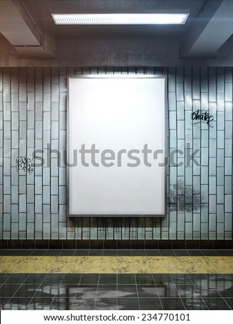 big vertical poster on metro station