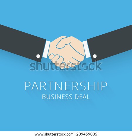 Vector handshake illustration. Background for business and finance