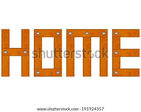Word home made of wooden planks fixed with nails