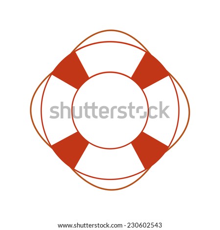Orange safety ring on white background. Sea theme, help, rescue