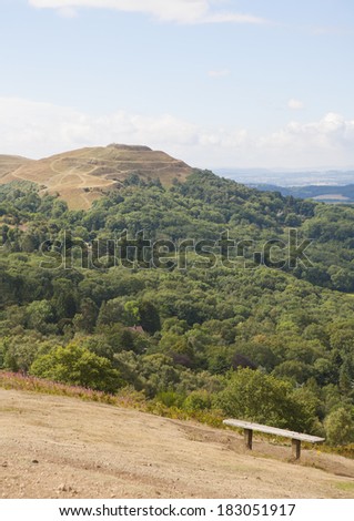 British Camp, or the Herefordshire Beacon, Malvern, UK, an Iron Age hill fort.