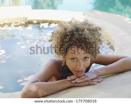 Beautiful black woman at spa