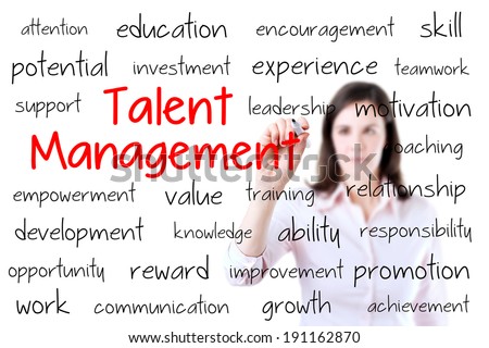 Business woman writing talent management concept.