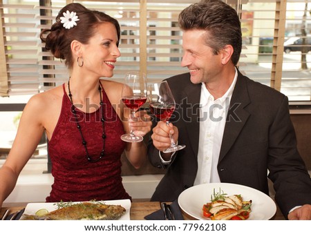 romantic lunch for two - couple in a restaurant