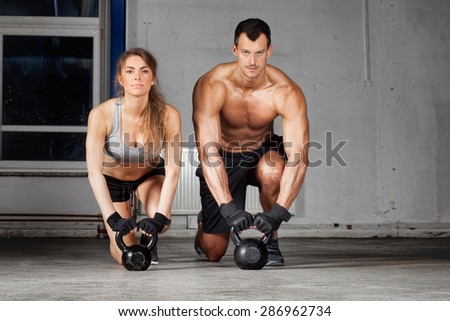 kettlebell training man and woman