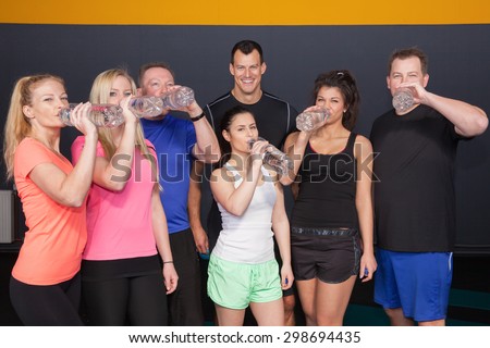 Fitness Group people drinking water