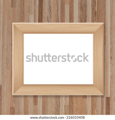 Wooden photo frame on vintage wooden wall texture background with area for copy space.