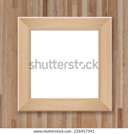 Wooden photo frame on vintage wooden wall texture background with area for copy space.