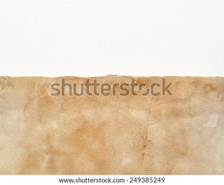 Grunge vintage paper texture and white paper area for copy space.