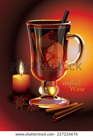 Vector mulled wine holiday drink.