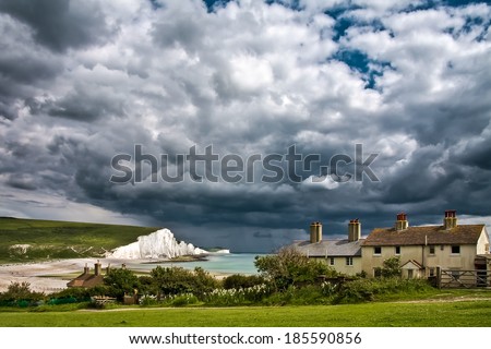 SEVEN SISTERS COUNTRY PARK, EAST SUSSEX/UK - JUNE 12 : Storm brewing over the Seven Sisters in East Sussex on June 12, 2008