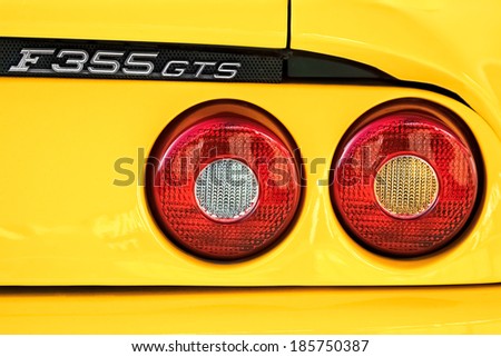 THRUXTON, HAMPSHIRE/UK - MARCH 20 : View of F355 GTS rear light cluster at Thruxton racing circuit on March 20, 2009