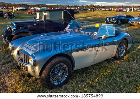GOODWOOD, WEST SUSSEX/UK - SEPTEMBER 14 : Old Austin Healey sports car parked at Goodwood on September 14, 2012. Unidentified people.