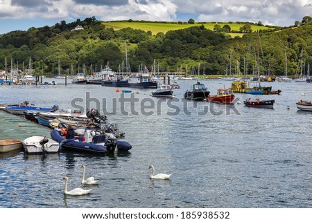 DARTMOUTH, DEVON/UK - JULY 29 : Scenic view up the River Dart from Dartmouth on July 29, 2012. Unidentified people.