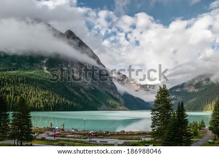 LAKE LOUISE, ALBERTA/CANADA - AUGUST 9 : View of Lake Louise on August 9, 2007. unidentified people.