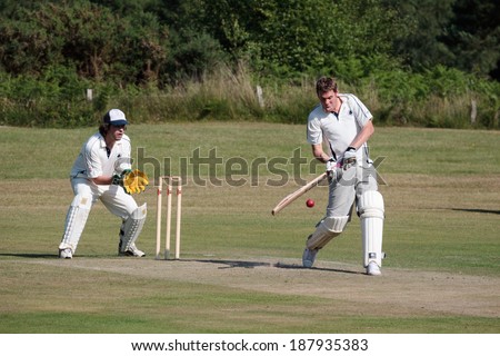 COLEMAN\'S HATCH, SUSSEX/UK - JUNE 27 :Village cricket being played at Coleman\'s Hatch in Sussex on june 27, 2009. Unidentified people.