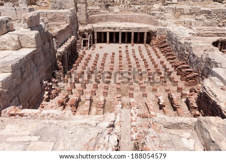 KOURION, CYPRUS/GREECE - JULY 24 : Remains at the ancient city of Kourian near Episkopi Cyprus in Cyprus On July 24, 2009