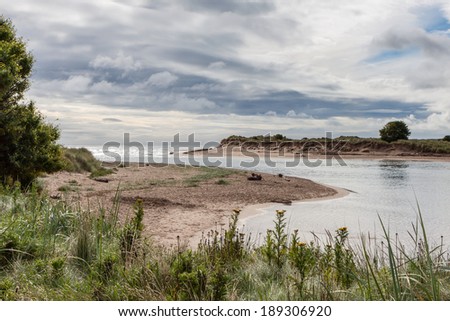ALNMOUTH, NORTHUMBERLAND/UK - AUGUST 17 : Scenic view of the River Aln  estuary at Alnmouth in Northumberland on August 17, 2010.