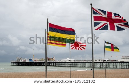 BRIGHTON, EAST SUSSEX/UK - MAY 24 : View of Brighton Pier in Brighton East Sussex on May 24, 2014.