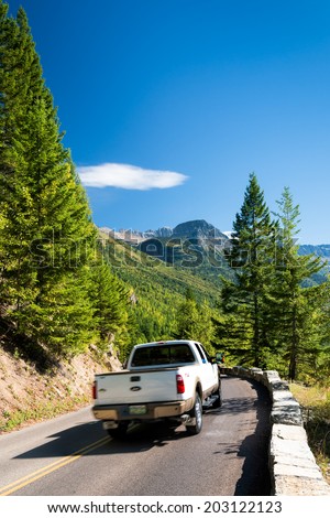 GLACIER NATIONAL PARK, MONTANA/USA - SEPTEMBER 20 : Going to the Sun road in Glacier National Park Montana on September 20, 2013