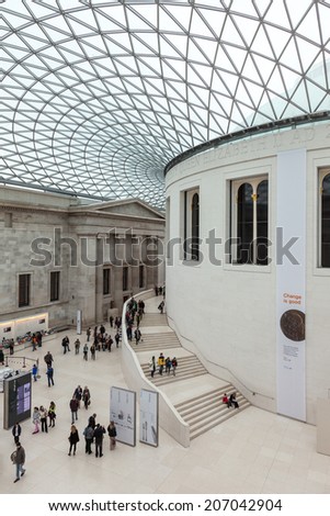 LONDON, UK - NOVEMBER 6 : The Great Court at the British Museum in London on November 6, 2012. Unidentified people.