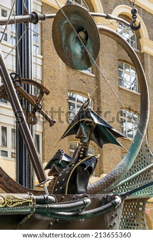 LONDON, UK - AUGUST 22 : Close-up of The Navigators sculpture by David Kemp in London on August 22, 2014