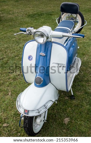 SHOREHAM-BY-SEA, WEST SUSSEX/UK - AUGUST 30 : Old Lambretta Scooter at Shoreham-by-Sea airfield in West Sussex on August 30, 2014