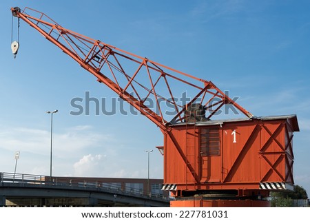 VENICE, ITALY/EUROPE - OCTOBER 12 : Red crane in Venice Italy on October 12, 2014