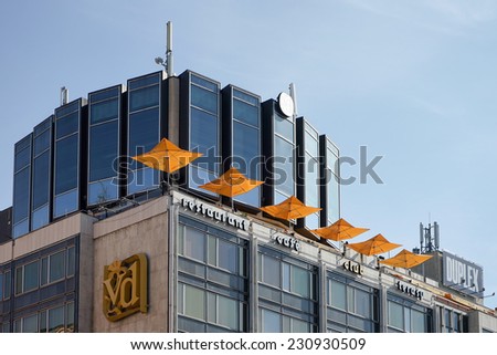 PRAGUE, CZECH REPUBLIC/EUROPE - SEPTEMBER 24 : Modern building on the approach road to Wencelas Square in Prague on September 24, 2014