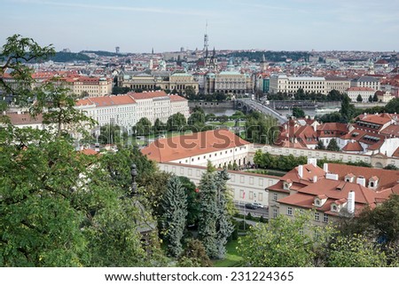 PRAGUE, CZECH REPUBLIC/EUROPE - SEPTEMBER 24 : View from the Castle entrance towards Prague on September 24, 2014