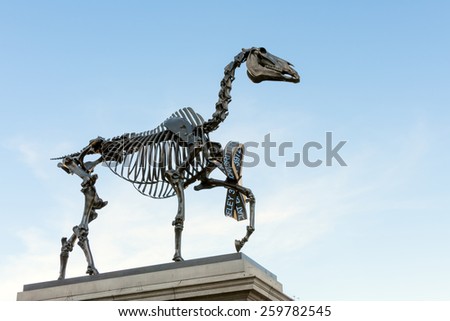 LONDON/UK - MARCH 7 : Hans Haacke statue Gift Horse in Trafalgar Square in London on March 7, 2015