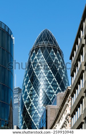 LONDON/UK - MARCH 7 : View of the Gherkin building in London on March 7, 2015