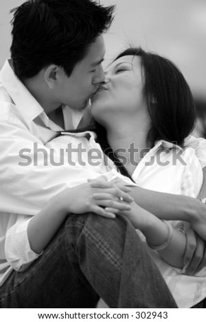 black and white photography lovers. stock photo : lovers kidding