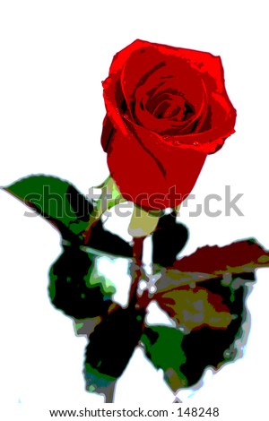 Photo of a red rose digitally enhanced.