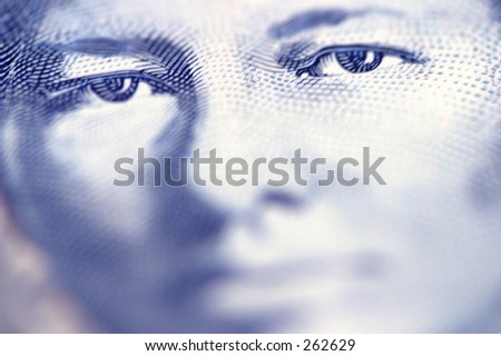 Photo of the eyes from a ten dollar australian note.