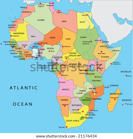 political map of africa. stock vector : Political map