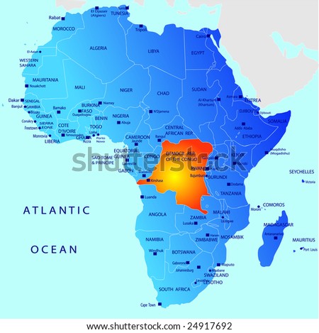  Africa Congo River on Political Map Of Africa  Congo Stock Vector 24917692   Shutterstock