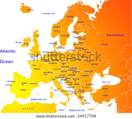 europe map political. stock vector : Political map