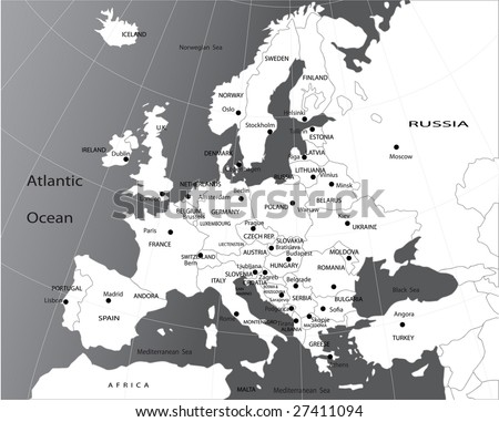 europe blank political map. stock vector : Political map
